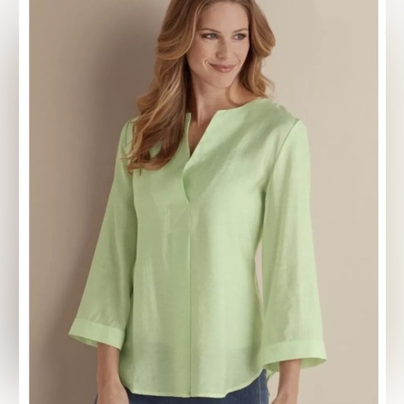 Soft Surroundings Medium Alexis Green Tunic Top ~ Lightweight Lagenlook - Picture 1 of 8